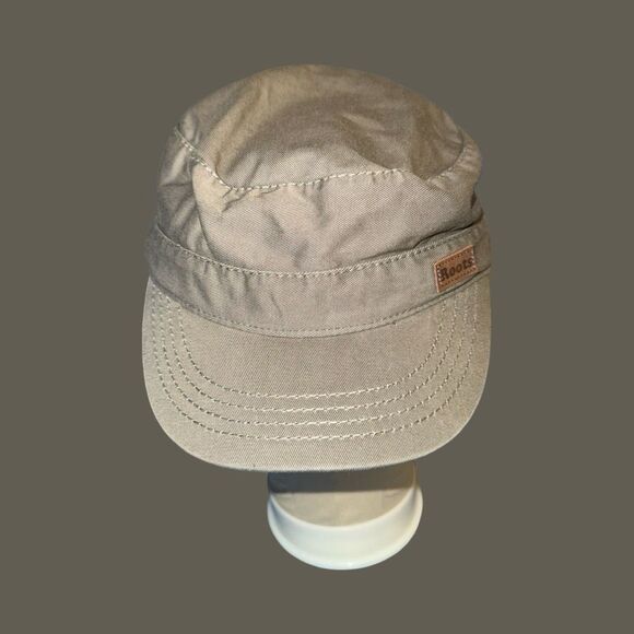 Roots Tan/Army Green Castro Cap Adjustable Military Hat - Picture 5 of 9
